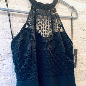 Brand new Lulus black crochet midi dress
